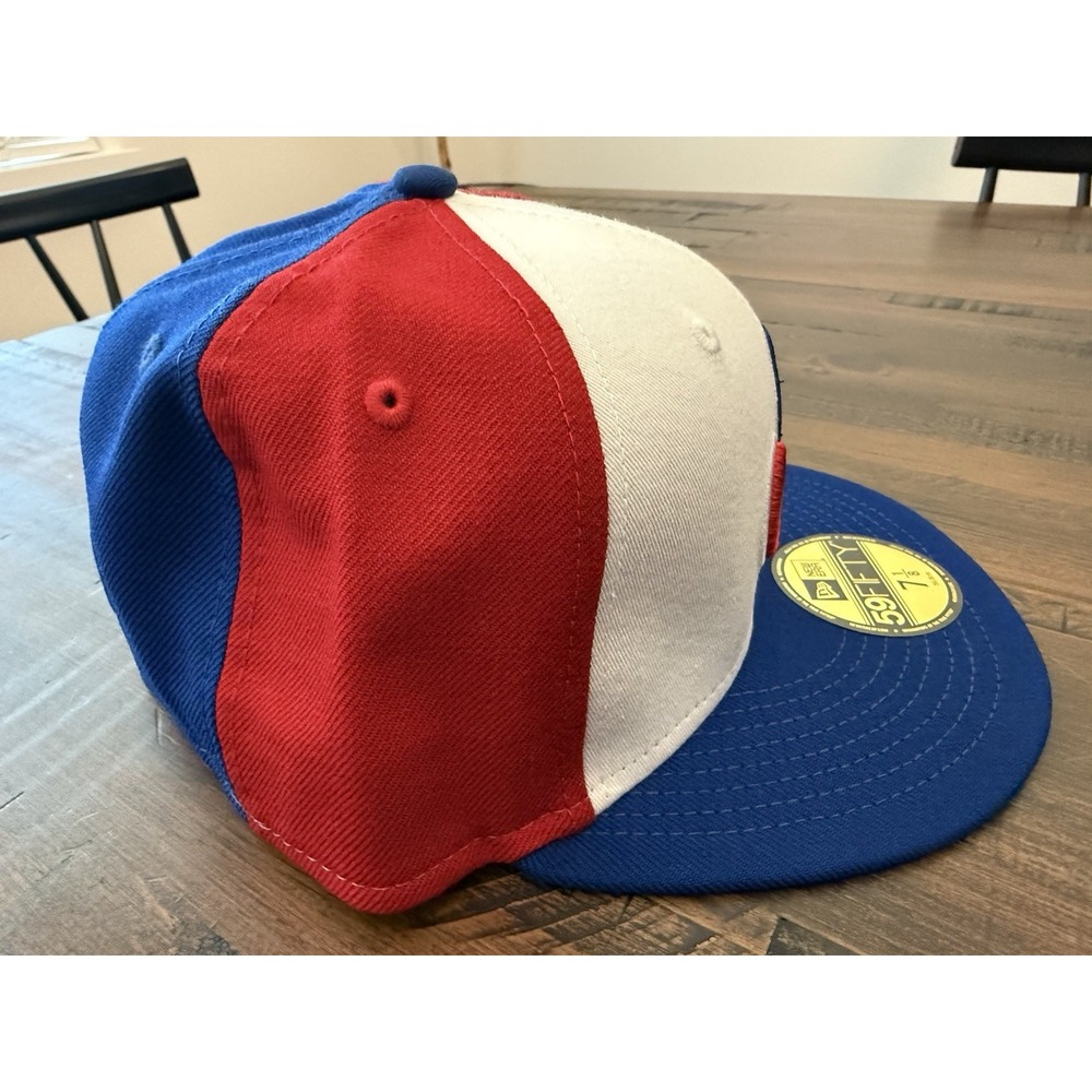 Montreal Expos Hat New Era 59FIFTY 7 1/8 Pin Wheel Red White Blue Wool MLB New - Picture 4 of 8
